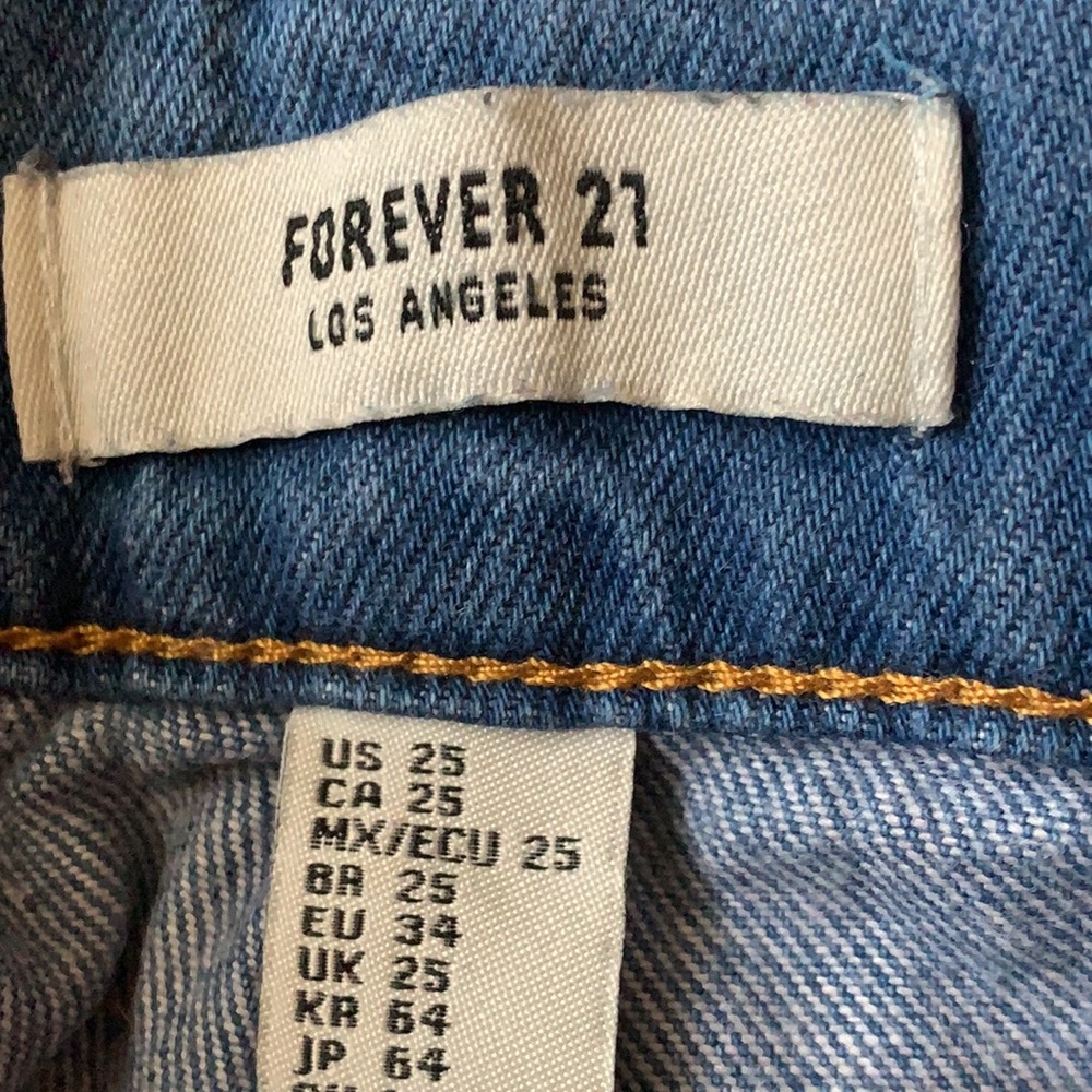 Forever 21 wide leg crop Jeans hi rise long front pockets - Picture 7 of 7